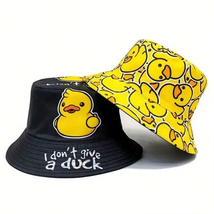 Chapeau de pêcheur à imprimé canard double face style hip-hop pour les voyages en plein air et la pl