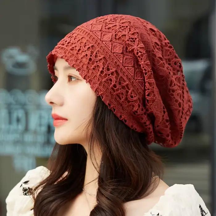 Femmes chapeaux printemps été bonnets fins pour femmes concepteur dentelle fleur Skullies foulard ch