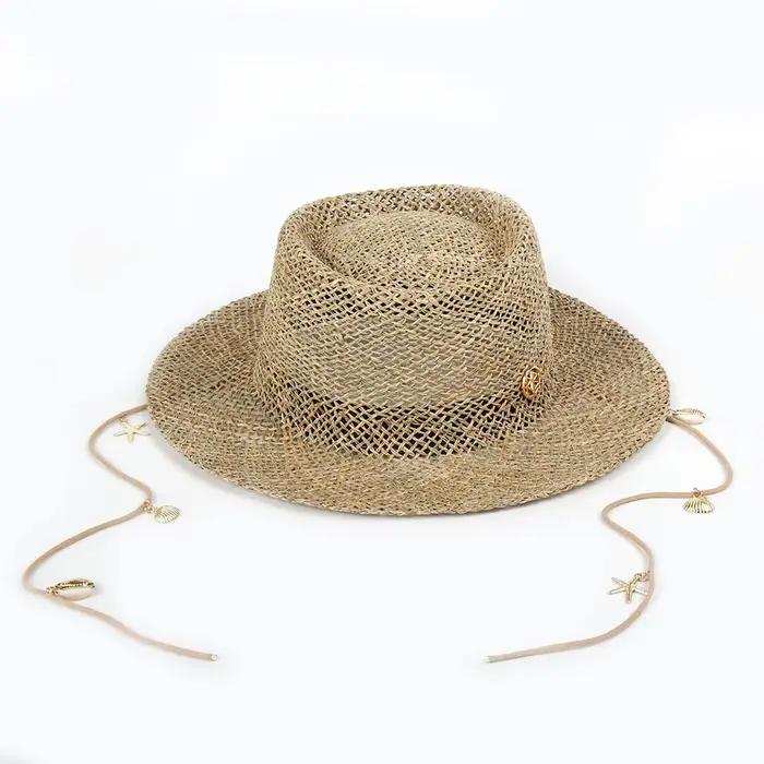 Offres spéciales nouveau Style européen et américain broche conception chapeau de paille femme lettr