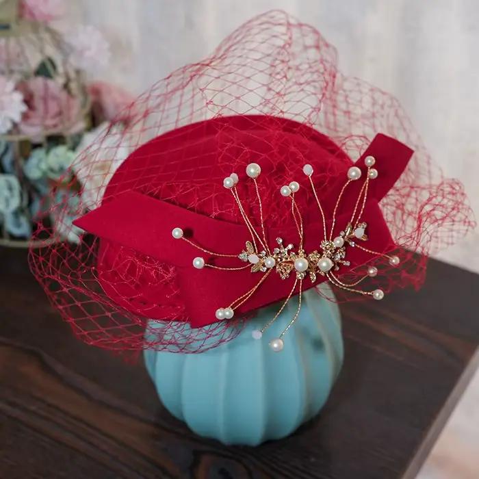 Style français Mini laine Fascinator chapeau chapeaux pour femmes séance Photo fête élégante dames a