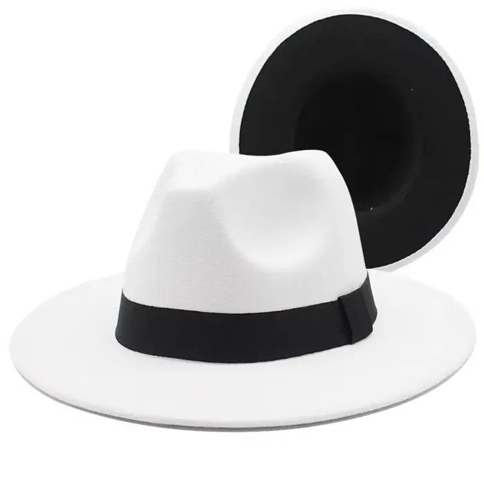 Chapeau haut de forme en laine assressentià double face pour hommes et femmes, chapeaux Fedora en fe
