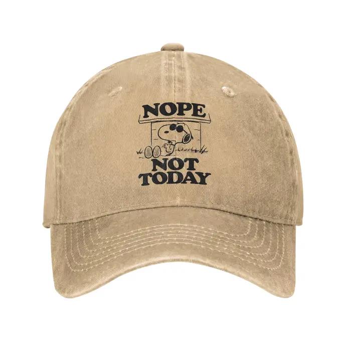Casquette de baseball Snoopy Joe Cool « Nope Not Today » en jean délavé, style décontracté, avec des