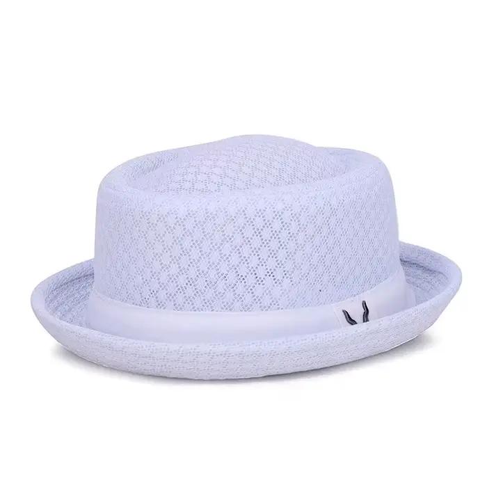 Nouveau chapeau respirant angleterre maille plat chapeau de paille rétro angleterre Jazz pliable cha