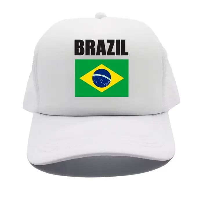 Casquette de baseball réglable en maille filet avec drapeau du Brésil pour adultes, pour fans de spo