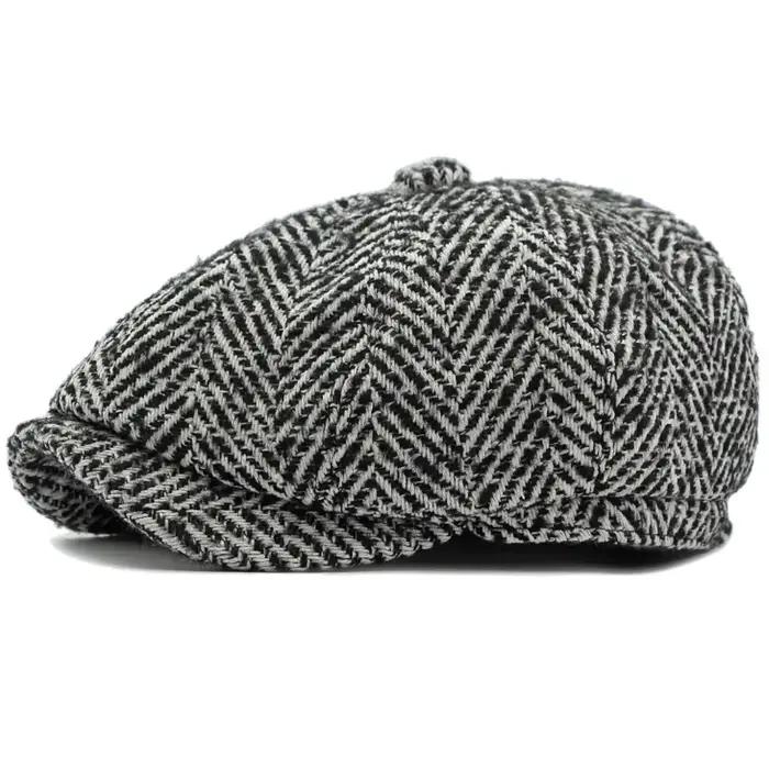 HT4409 béret casquette automne hiver casquette chapeau hommes femmes rayé artiste peintre laine bére