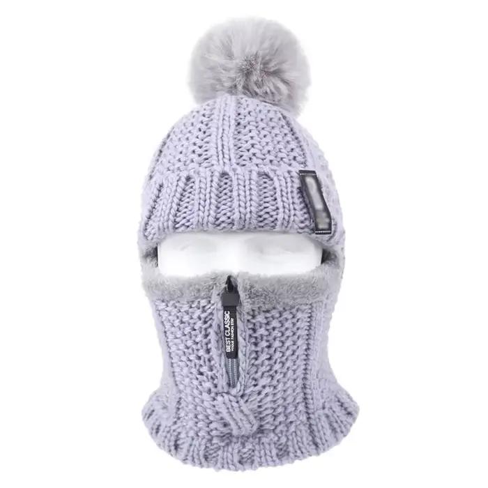 Chapeau tricoté en laine coupe-vent pour femmes, chauffe-cou, Protection des oreilles épaisse, garde