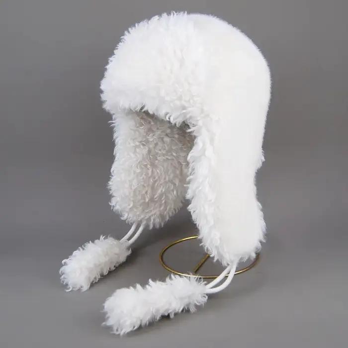 Chapeau en laine de fourrure véritable unisexe, nouveau bombardier chaud d'hiver, chapeaux russes Us