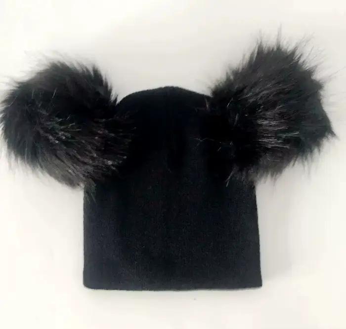 Bonnet tricoté en laine pour bébé, chaud, en coton, doux, avec pompon, pour fille et garçon