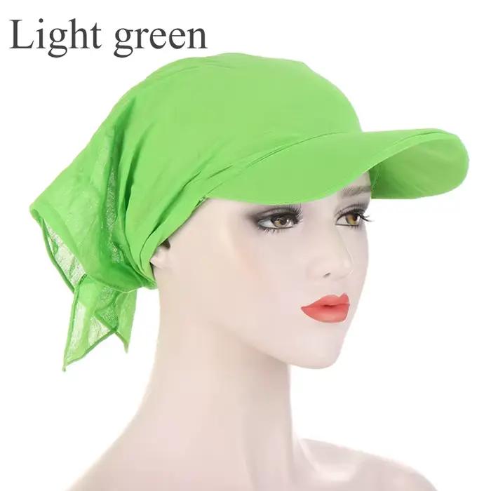 Visière de soleil avec Turban pré-attaché pour femmes, foulard de tête, Hijab couleur Pure, musulman