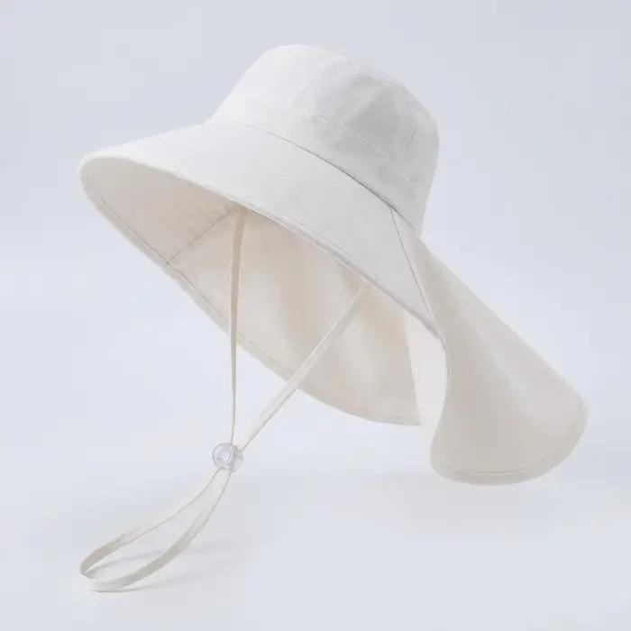 Chapeau de soleil pour enfants (filles), protection du cou contre les rayons UV, large bord, chapeau