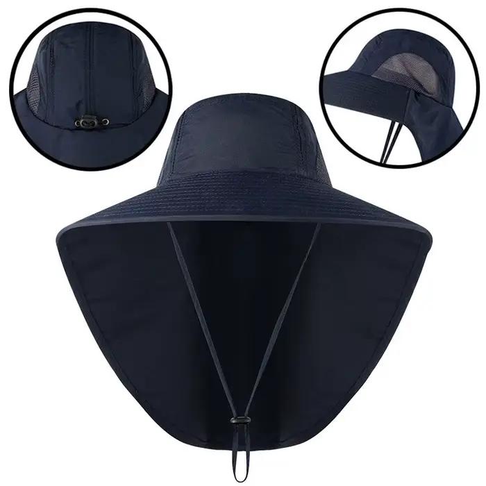 Chapeau de soleil à large bord pour hommes, chapeau en Nylon respirant, réglable et imperméable avec