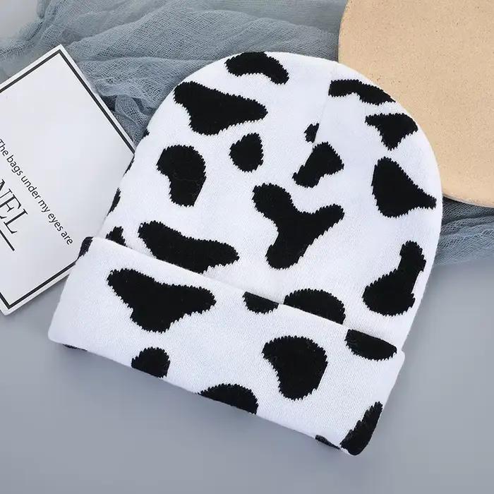 Chapeau en laine à motifs pour femmes, noir, blanc, noir, mode, polyvalent, style automne et hiver, 
