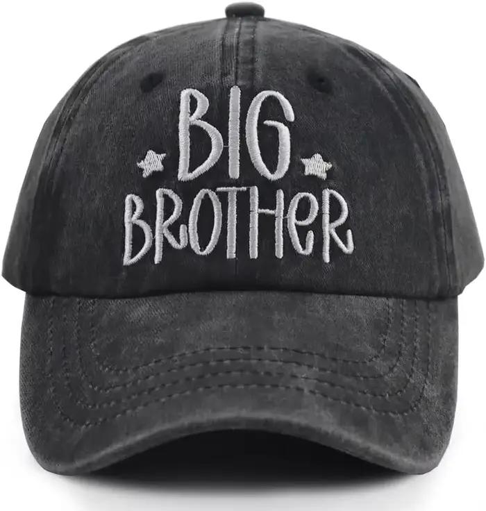 Casquette de baseball en coton brodée réglable pour frère et sœur, modèle Big or Brother and Sister