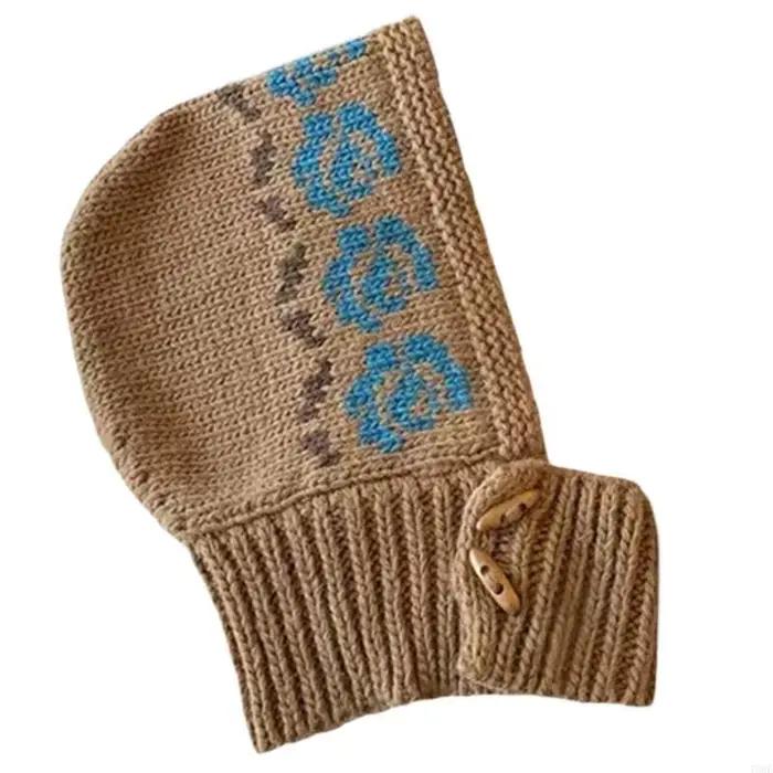 Cagoule élégante tricotée pour chapeau chaud d'hiver, chapeau Ski neige pour fille, Sport plein air,
