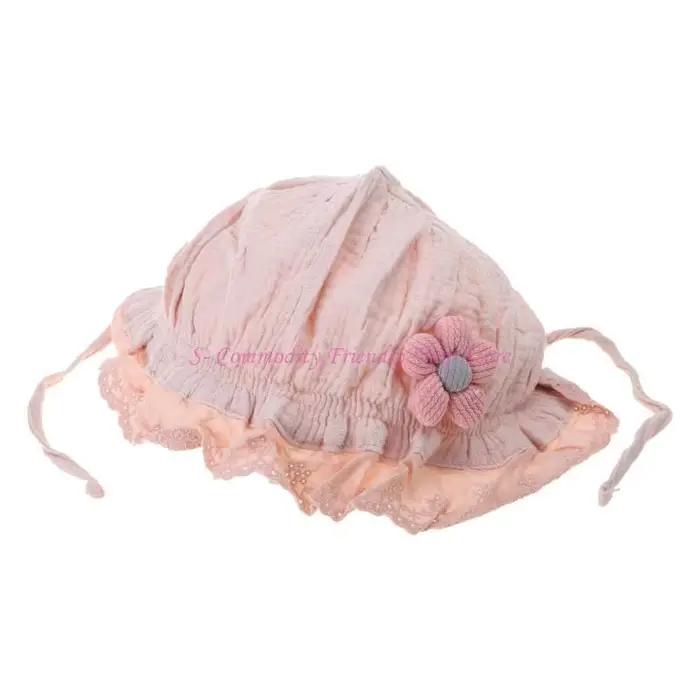 Bonnet bébé en coton à mode 85AE avec bordure en dentelle, chapeau bébé polyvalent à mode