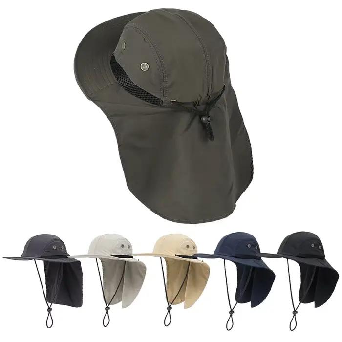 Chapeau de randonnée unisexe à large bord, casquette de protection solaire UV, rabat de cou, pêche, 