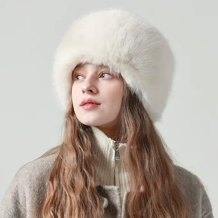 Chapeau en fausse fourrure artificielle, seau épais et chaud en peluche, Protection des oreilles, ch