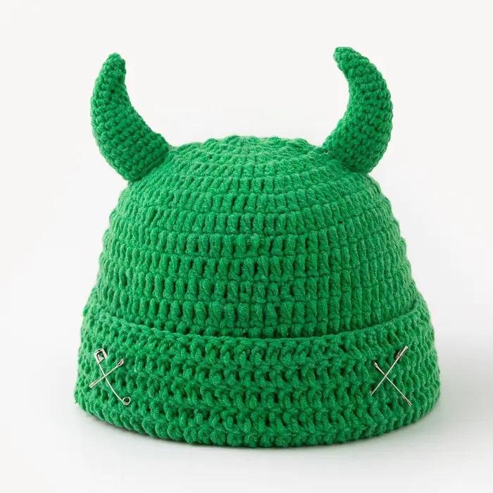 1pc unisexe cornes dessin animé bonnet chapeau, mignon chaud multi-fonctionnel crâne rue casquette, 