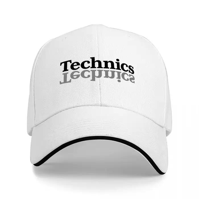 Casquette de baseball noire avec logo Technics, design classique, style streetwear, ajustement régla