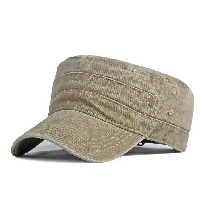 Chapeau Militaire Printemps-Été à Bord Court pour Hommes et Femmes, Casquette Plate Rétro en Coton L
