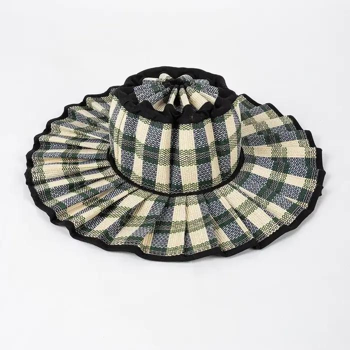 Chapeau de soleil pliable pour femme, avec bord froissé, protection UV, large bord, idéal pour l'ext