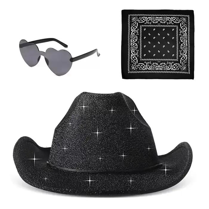 Chapeau de Cowboy rose pour fête d'enterrement de vie de jeune fille, 3 pièces/ensemble, décoration 
