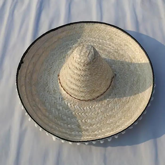 Chapeau de soleil mexicain, chapeau de paille à large bord, adapté à la décoration et aux cadeaux à 
