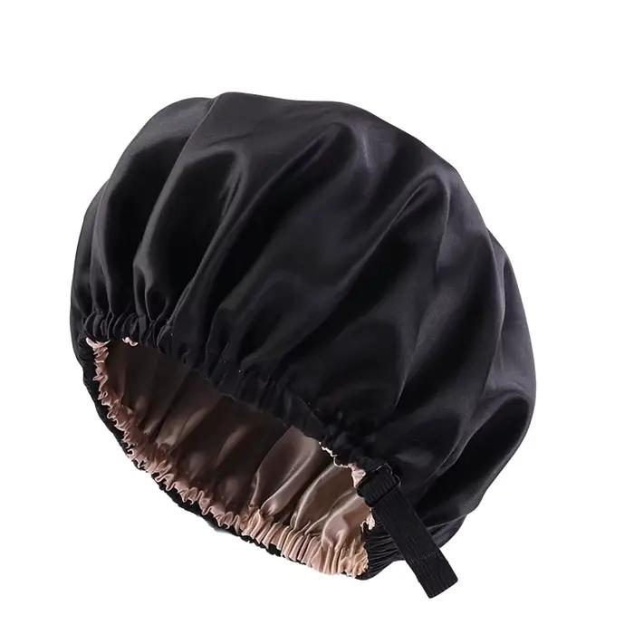 Bonnet en Satin pour dormir, Bonnet en soie réglable pour cheveux bouclés, Double couche, grand bonn