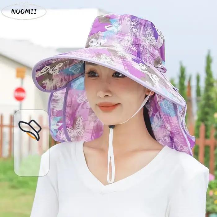 Chapeau de pêcheur pour femme à large bord, protection solaire, séchage rapide, avec protection de n