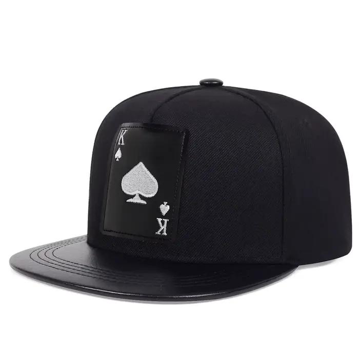 King-Casquettes de baseball brodées de cartes à jouer en cuir pour hommes et femmes, chapeau de sole