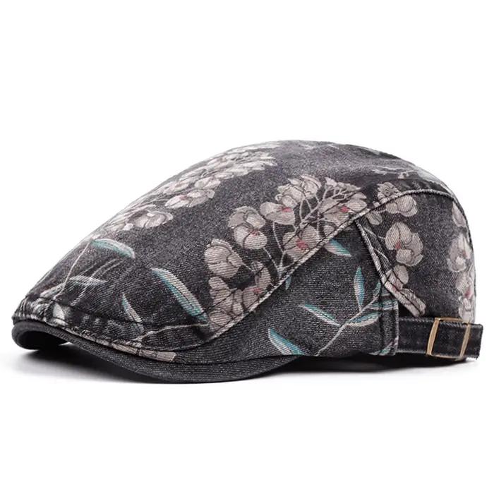 Chapeau de peintre imprimé Floral Vintage pour femmes, casquette de journal en Denim, chapeaux d'art