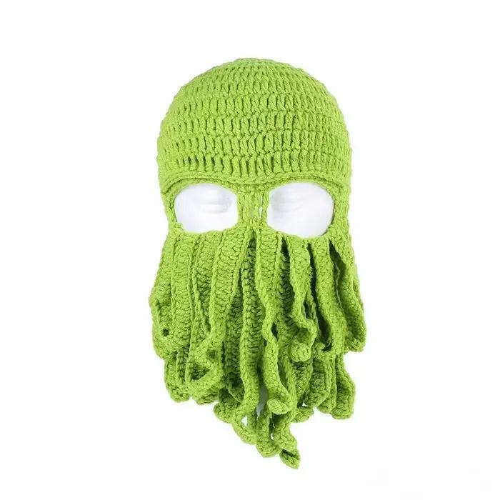 Chapeau de poulpe tricoté à la main fantaisiste, accessoire de cosplay unique, chapeau de poulpe élé