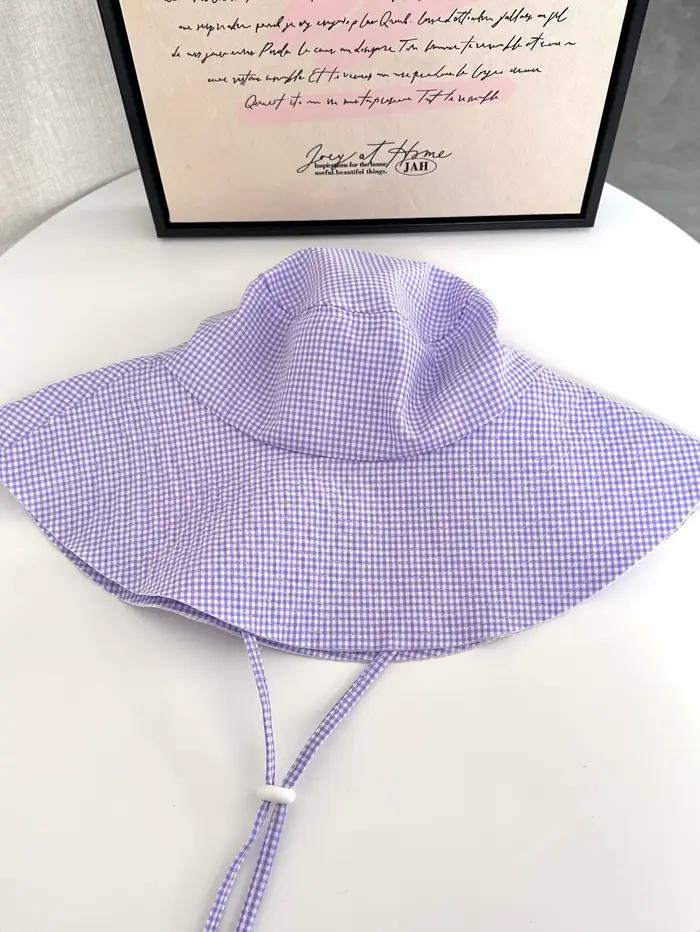 Chapeaux seau pour femmes, Plaid coréen, Simple, doux, mignon, polyvalent, Dopamine, chapeaux de sol