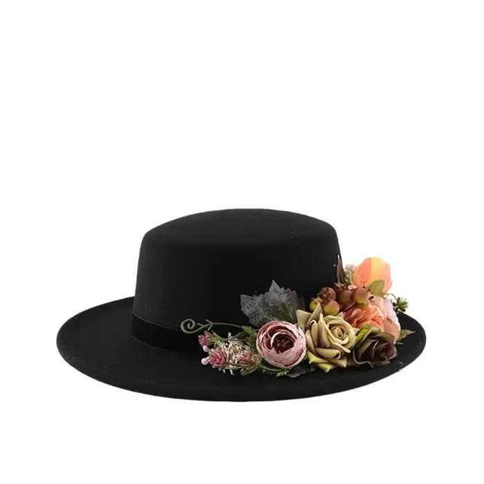 Chapeau à fleurs à larges bords pour femmes, parfait pour plage, l'église les mariages, chapeau en P
