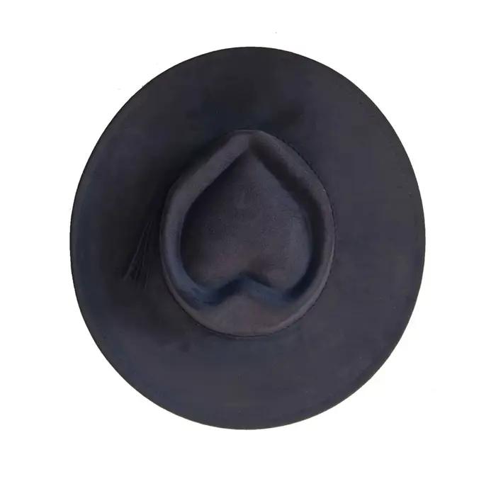 Chapeau en daim à large bord avec accessoires de la même couleur, chapeau à large bord pour hommes e
