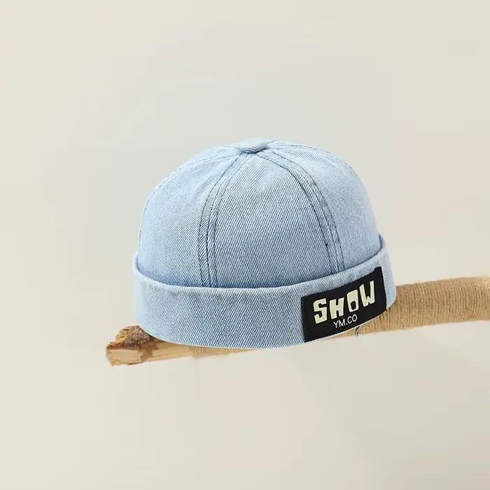 Casquette de melon en Denim coréen pour bébé, chapeau Hip Hop avec lettres brodées sans bords, chape