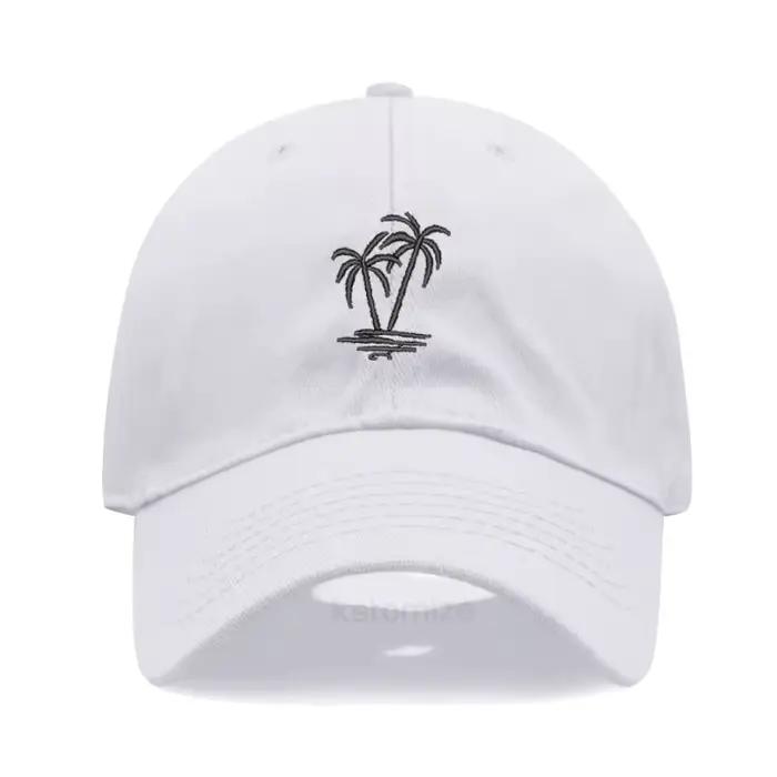Casquette de baseball brodée de cocotier pour hommes et femmes, chapeau de papa en coton délavé, pro