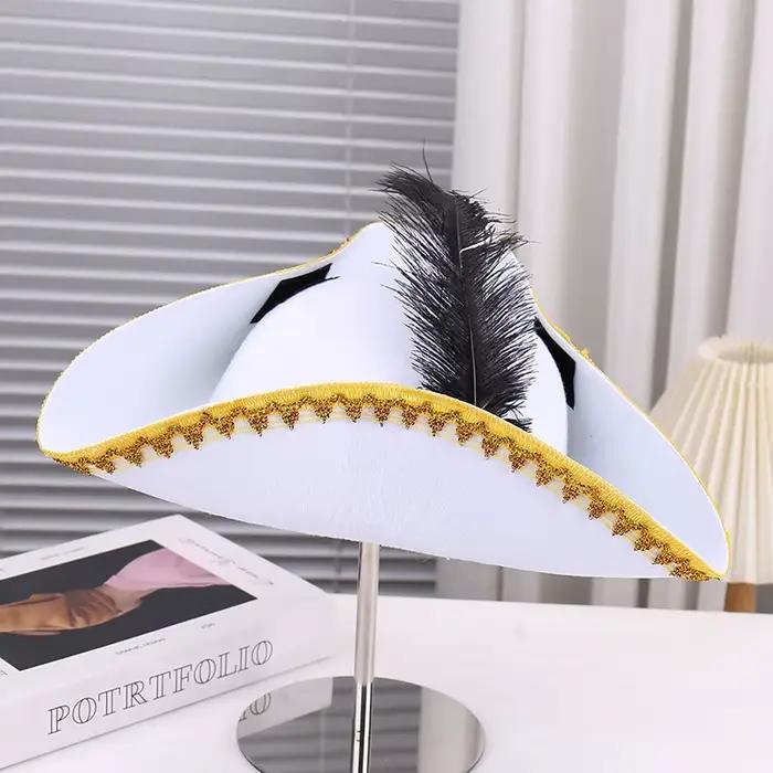    Chapeau de Pirate à plumes créatives rétro, casquette de Pirate Cosplay, chapeaux de capitaine, 