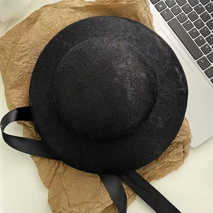 Chapeau Topper en Dentelle Blanche à Nouer, Bonnet Fin en Dentelle Style Français, Chapeau Formel St