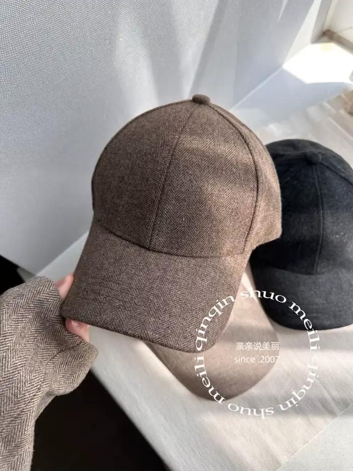 Casquette en laine à chevrons, chapeau de Baseball rigide structuré pour hommes et femmes, casquette