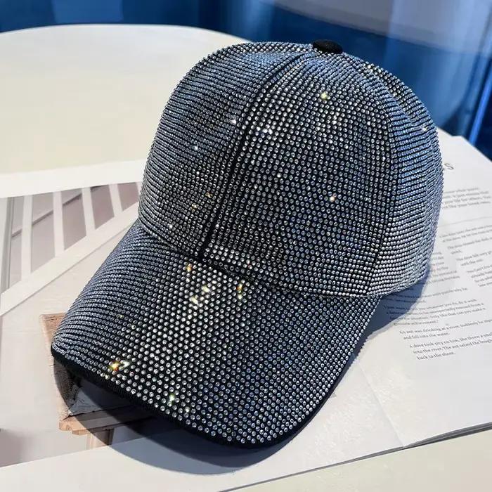 Casquettes de baseball de luxe entièrement ornées de strass pour femmes et hommes, en coton, style s