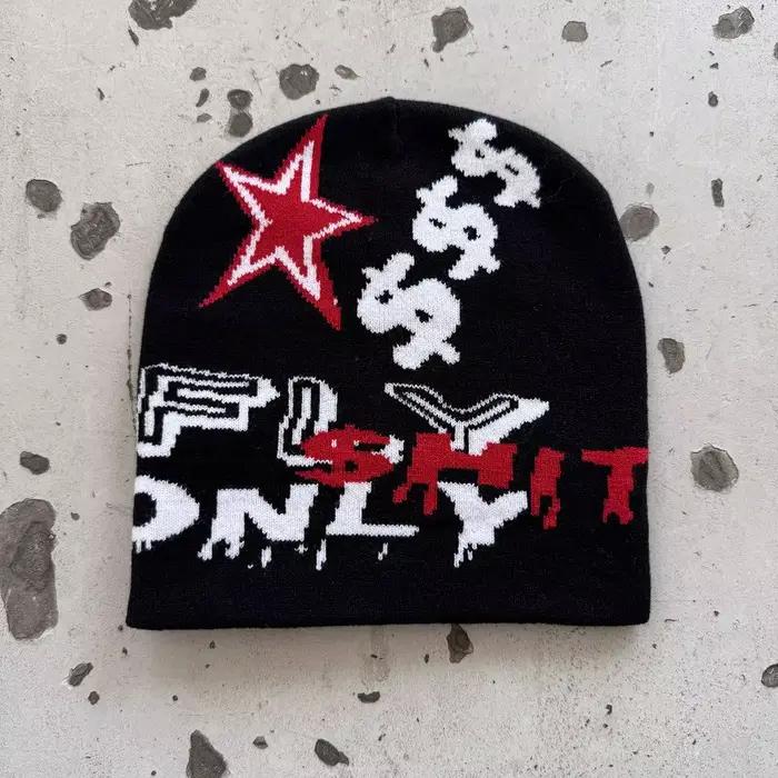 Bonnet Jacquard unisexe avec imprimé étoiles, décontracté et polyvalent, chaud pour l'automne et l'h