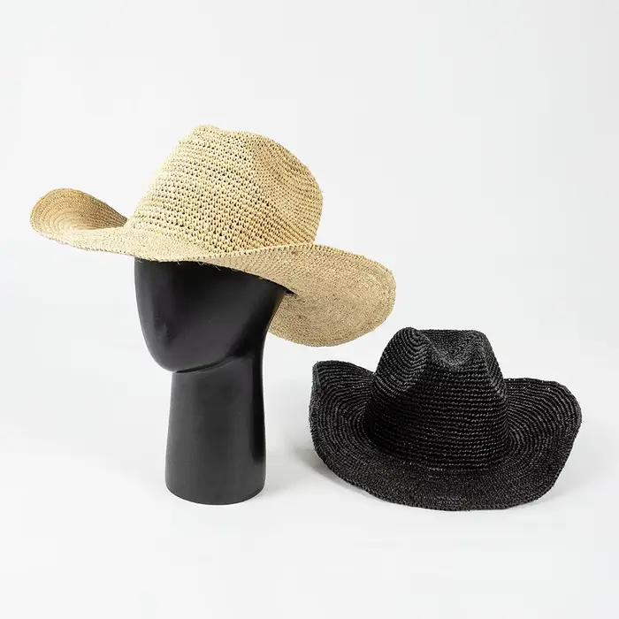 USPOP nouveau printemps été mode décontracté Simple Crochet raphia Cowboy chapeau avec bord bouclé e