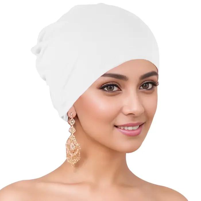 Chapeau de chimio solide pour femmes, Turban extensible, bonnet pré-noué, foulard de tête de chimio,