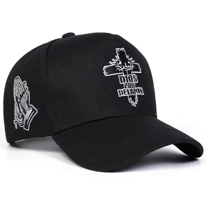 Casquettes de baseball unisexes DIOS POR DELANTE avec broderie en croix, chapeaux décontractés ajust