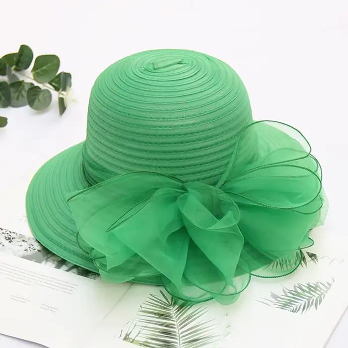 Chapeau de mariage en paille britannique avec nœud papillon pour femmes, chapeaux de plage de vacanc