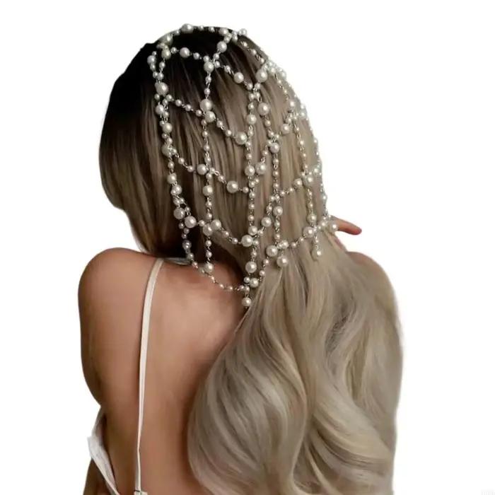 Bonnet à perles élégant pour femmes, couvre-chef élégant avec perles d'imitation pour les fêtes mari