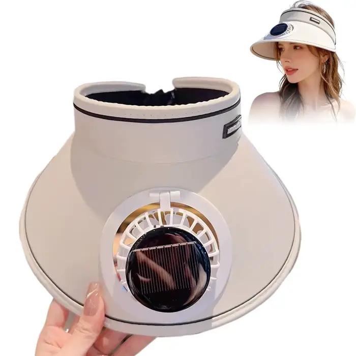 Chapeau solaire avec ventilateur, accessoires d'été, rechargeable par USB, à large bord, protection 