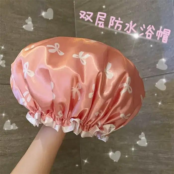 1 bonnet de douche double couche imperméable réutilisable imprimé pour femmes, idéal pour le spa, le
