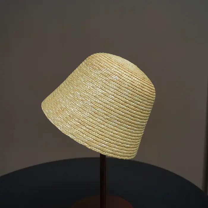 Chapeaux Bob Rétro Style Hepburn en Paille de Blé Naturelle, Faits Main pour Femme, Chapeaux de Sole